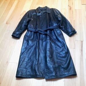 Michael Hoban North Beach Black Leather Duster Size 46 The Matrix
